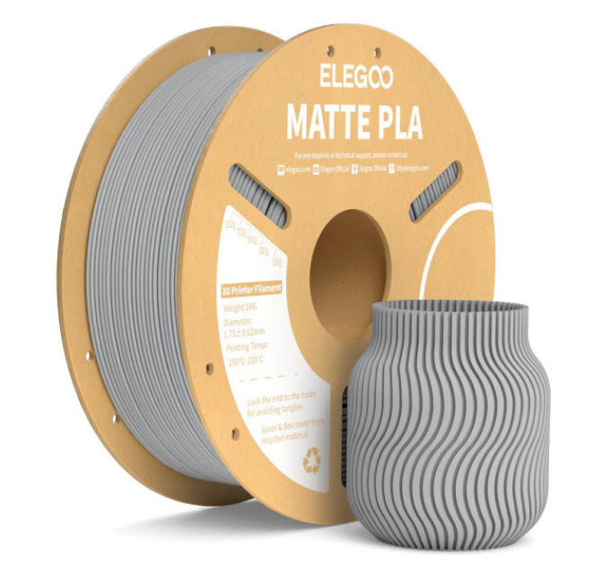Філамент ELEGOO PLA Matte Slate Grey 1.75mm, 1kg (50.203.0256)