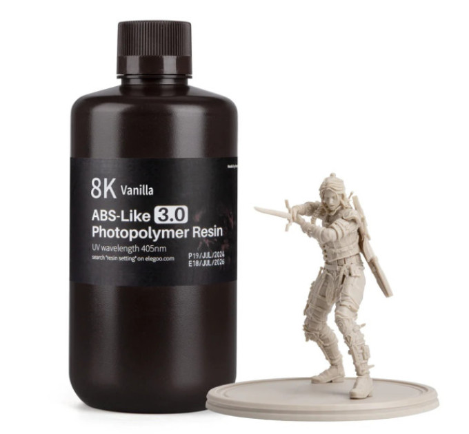 Фотополімерна смола для 3D принтера ELEGOO ABS-Like 3.0 8k resin 1000G Vanilla