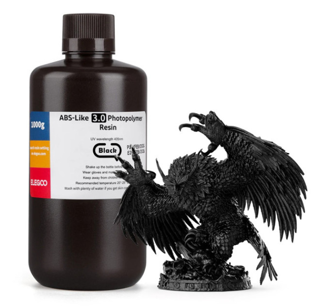 Фотополімерна смола для 3D принтера ELEGOO ABS-Like 3.0 resin 1000G Black