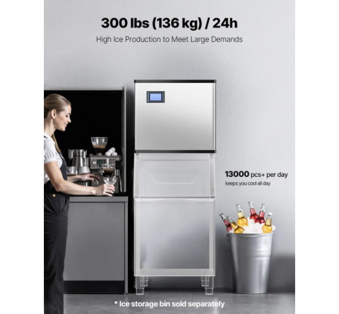 Льодогенератор Vevor 130 кг/день із самоочищенням (верх)