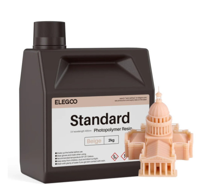 Фотополімерна смола для 3D принтера ELEGOO Standard Resin 2000G Beige