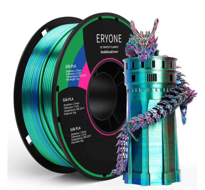  Триколірний  PLA-філамент ERYONE 1 кг - червоний + синій + зелений