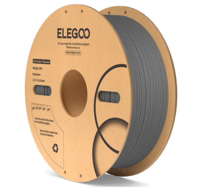 Філамент ELEGOO PLA Marble Cement Grey 1.75mm , екологічна паперова котушка, 1kg (50.203.0532)