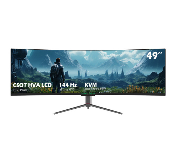Ігровий монітор TITAN ARMY C49SHC, панель CSOT HVA 3840x1080, вигнутий екран 32:9