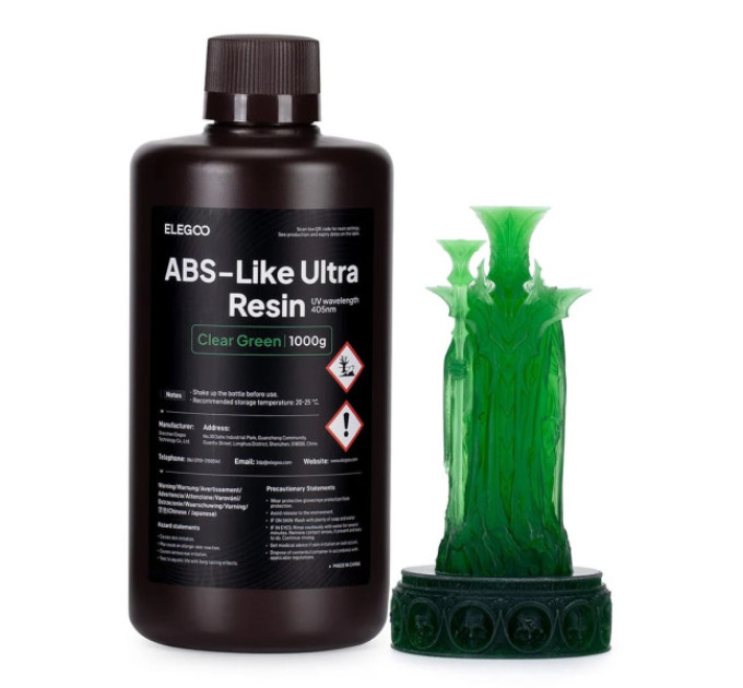 Фотополімерна смола для 3D принтера ELEGOO ABS-Like Ultra Resin 1000G Clear Red
