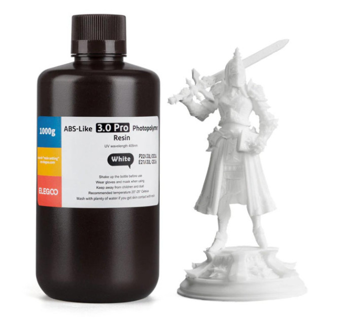Фотополімерна смола для 3D принтера ELEGOO ABS-Like 3.0 pro resin 1000G White
