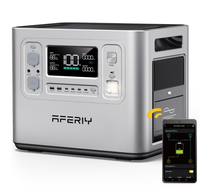 Зарядна станція AFERIY P210 2400W, 2048Wh LiFePO4 Battery, 13 Outputs Срібна