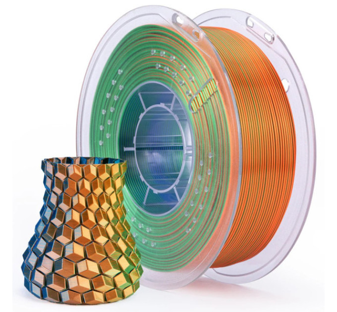 Філамент ELEGOO PLA Silk Blue Green Orange 1.75mm, екологічна паперова котушка, 1kg (50.203.0337)