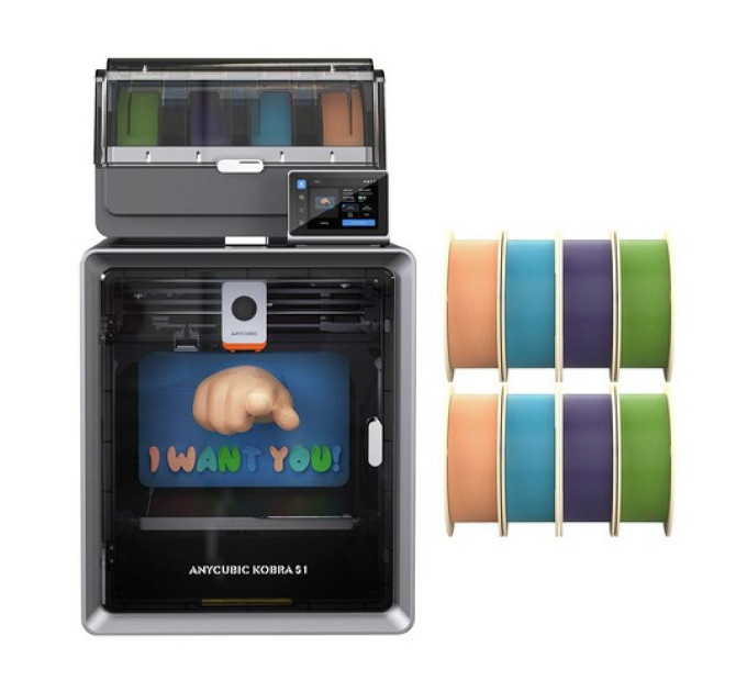 3D-принтер Anycubic Kobra S1 Combo + 8 кг нитки Pantone PLA