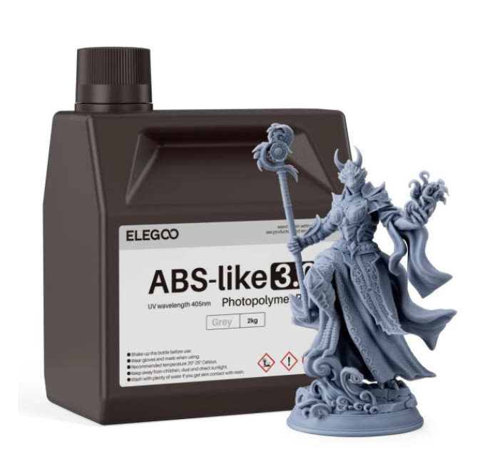 Фотополімерна смола для 3D принтера ELEGOO ABS-Like 3.0 resin 2000G Grey