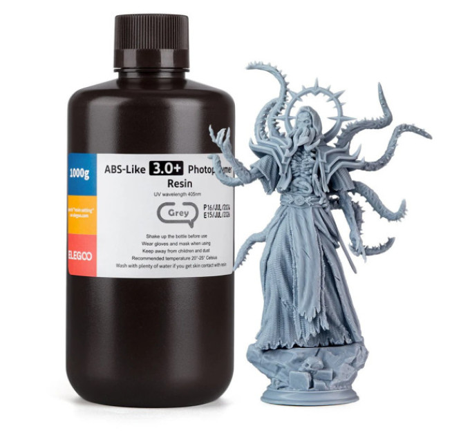 Фотополімерна смола для 3D принтера ELEGOO ABS-Like Resin V3.0+ 1000G Grey