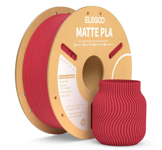Філамент ELEGOO PLA Matte Ruby Red 1.75mm, 1kg (50.203.0252)