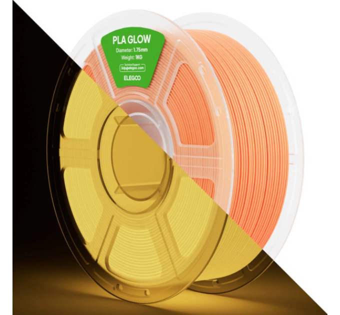 Філамент ELEGOO PLA Glow Orange 1.75mm , екологічна паперова котушка, 1kg (50.203.0805)