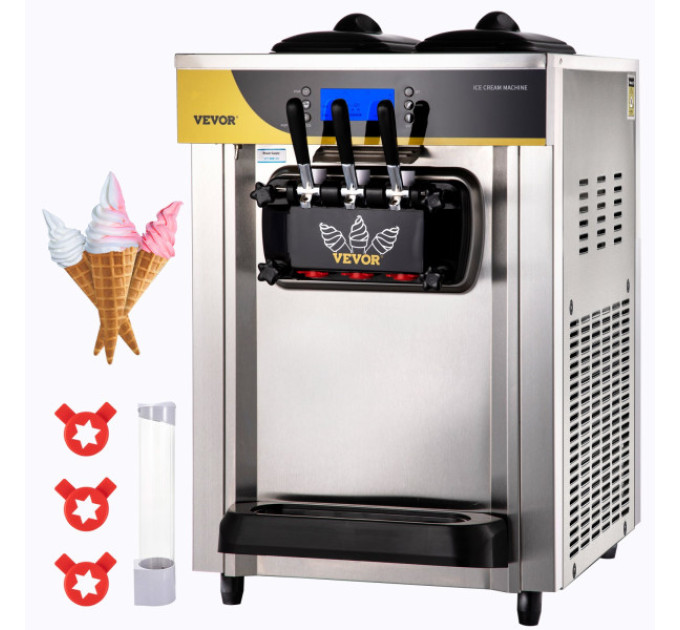 Комерційна для м'якого морозива VEVOR BJH288SR1B-Z,3 смаки 22-30 л/год