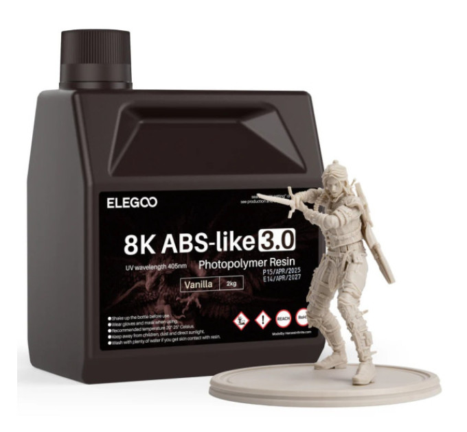 Фотополімерна смола для 3D принтера ELEGOO ABS-Like 3.0 8k resin 2000G Vanilla