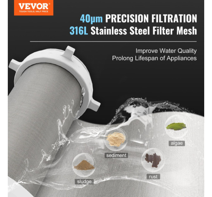 Мікронний осадовий фільтр для колодязної води VEVOR Spin Down Filter BSK-T2-N12-G, 40 , 3/4