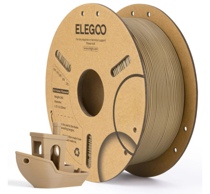 Філамент ELEGOO PLA Wood filled 1.75mm , екологічна паперова котушка, 1kg (50.203.0362)