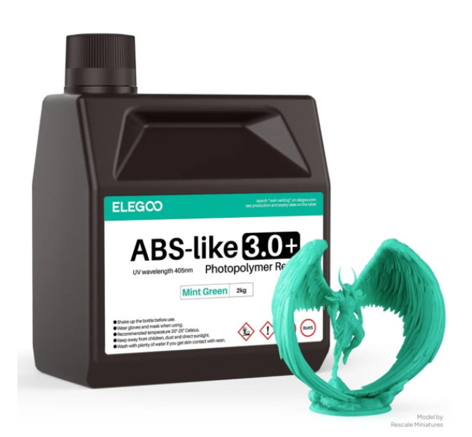 Фотополімерна смола для 3D принтера ELEGOO ABS-Like Resin V3.0+ 2000G Mint Green
