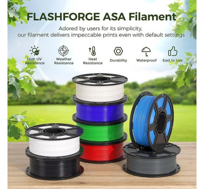 Філамент  Flashforge ASA - 3 кг нитки (1 кг білого + 1 кг чорного + 1 кг натурального кольору)