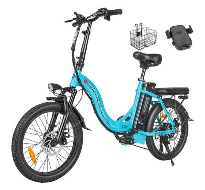 Складаний електровелосипед SAMEBIKE CY20, двигун 350 Вт, акумулятор 36 В 12 Аг - блакитний