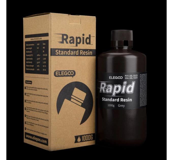Фотополімерна смола для 3D принтера ELEGOO Rapid Standard Resin 1000G Grey
