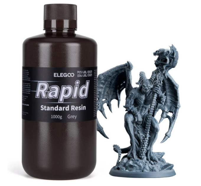 Фотополімерна смола для 3D принтера ELEGOO Rapid Standard Resin 1000G Grey