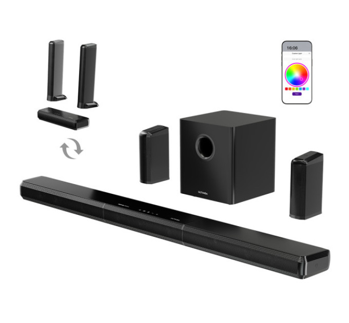 Саундбар Ultimea Apollo S90, Dolby Atmos, пікова потужність 470 Вт, RGB-підсвічування