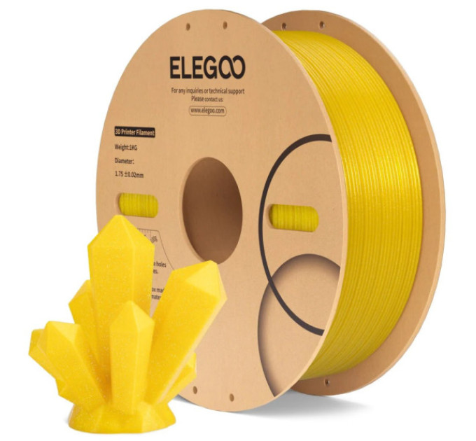 Філамент ELEGOO PLA Sparkle Gold 1.75mm, екологічна паперова котушка, 1kg (50.203.0534)