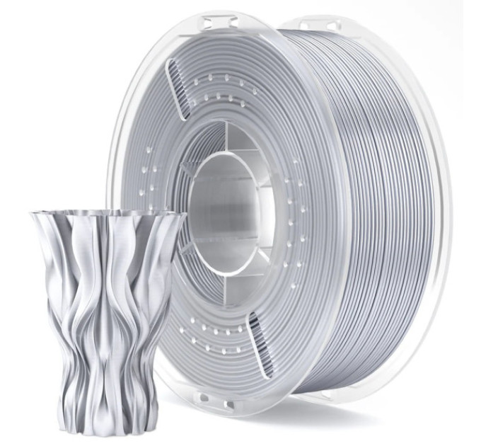 Філамент ELEGOO PLA Silk Silver Grey 1.75mm, екологічна паперова котушка, 1kg (50.203.0692)