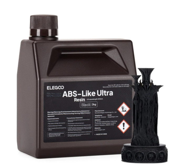 Фотополімерна смола для 3D принтера ELEGOO ABS-Like Ultra Resin 2000G Black