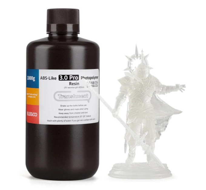 Фотополімерна смола для 3D принтера ELEGOO ABS-Like 3.0 pro resin 1000G Translucent