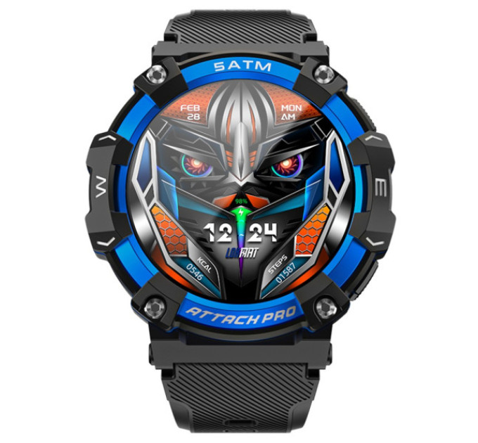 Смарт-годинник LOKMAT ATTACK 2 Pro чорний + блакитний