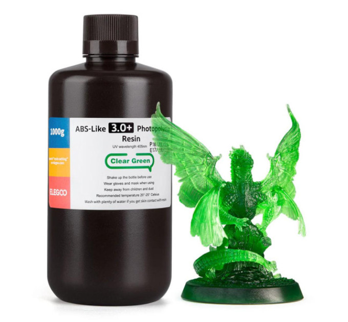 Фотополімерна смола для 3D принтера ELEGOO ABS-Like3.0 plus resin 1000G Clear Green