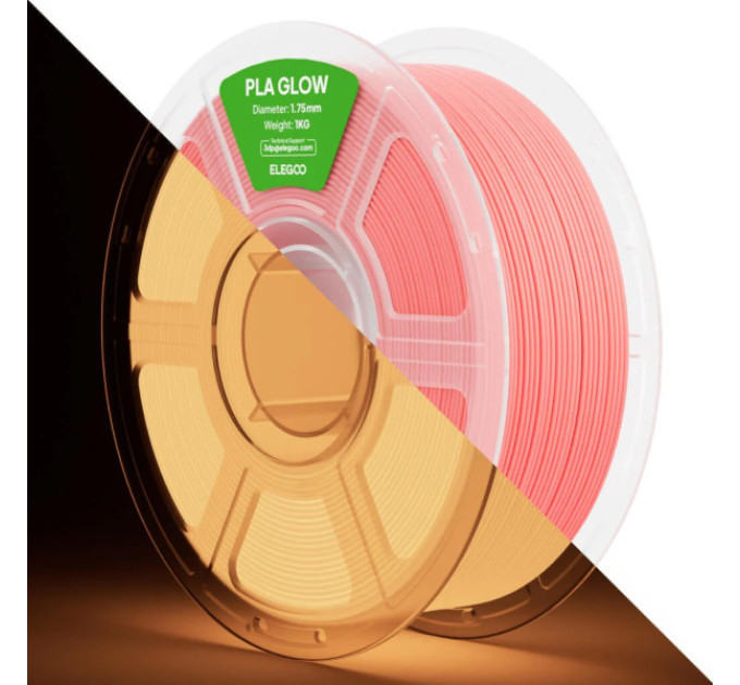 Філамент ELEGOO PLA Glow Pink 1.75mm , екологічна паперова котушка, 1kg (50.203.0806)