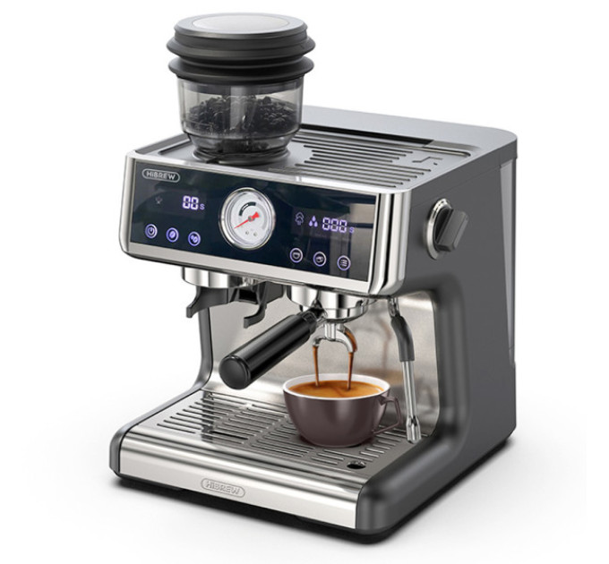Кавоварка HiBREW H7A, 20 бар, система подвійного бойлера, 30 рівнів помелу, місткість зерен 250 г
