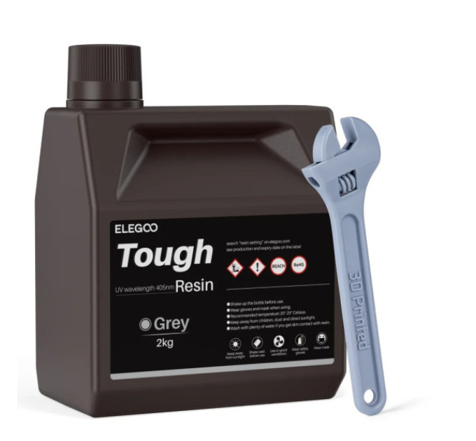Фотополімерна смола для 3D принтера ELEGOO Tough Resin 2000g Grey