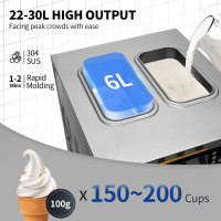 Комерційна машина для м'якого морозива VEVOR BJH288SR2JB-Y  2350 Вт, 22-30 л/год, 3 смаки