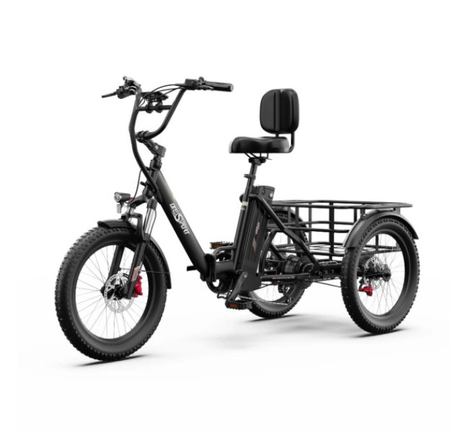 Електричний триколісний велосипед ONESPORT OT30 Pro, 500 Вт, акумулятор 48 В 18 Аг - чорний
