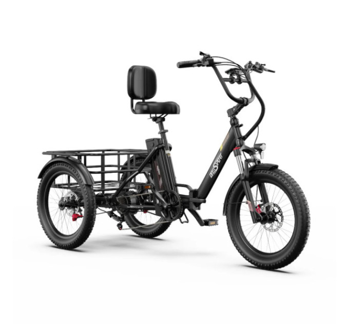 Електричний триколісний велосипед ONESPORT OT30 Pro, 500 Вт, акумулятор 48 В 18 Аг - чорний
