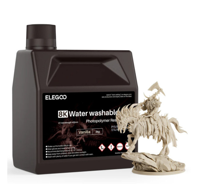 Фотополімерна смола для 3D принтера ELEGOO Water Washable Resin 8k 2КG Vanilla
