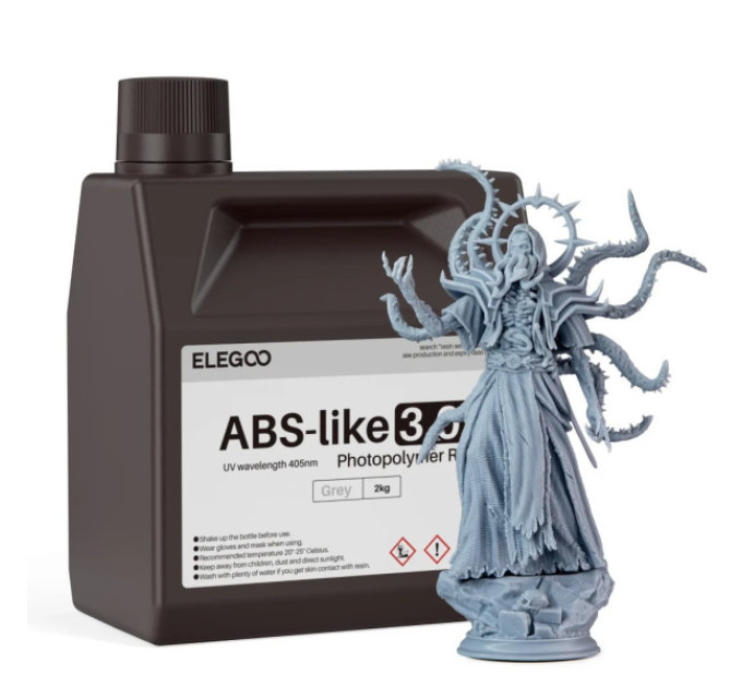 Фотополімерна смола для 3D принтера ELEGOO ABS-Like Resin V3.0+ 2000G Grey