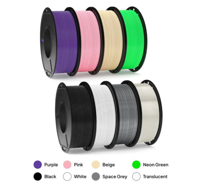 Набір філаментів ELEGOO Black/White/ Grey/Translucent/Beige/ Green/Pink/Purple 250x8 (50.203.0511)