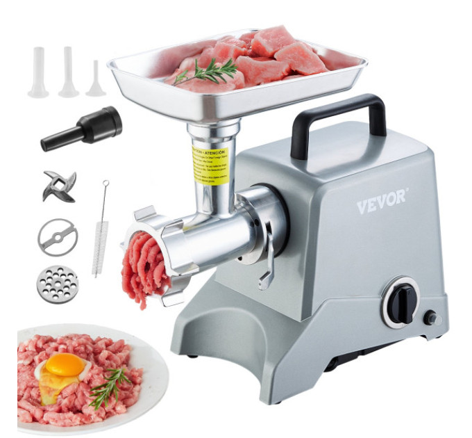 Професійна електрична м'ясорубка VEVOR 1A-PG612G, 2,27 кг/хв 575 Вт 