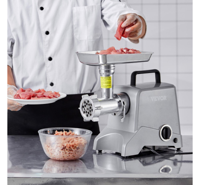 Професійна електрична м'ясорубка VEVOR 1A-PG612G, 2,27 кг/хв 575 Вт 
