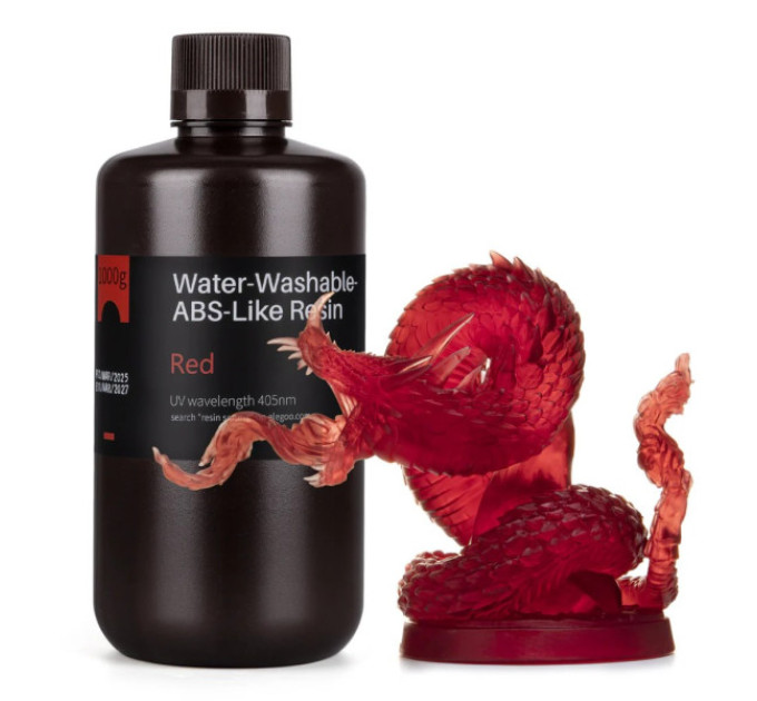 Фотополімерна смола для 3D принтера ELEGOO Water Washable ABS-Like Resin 1000G Red