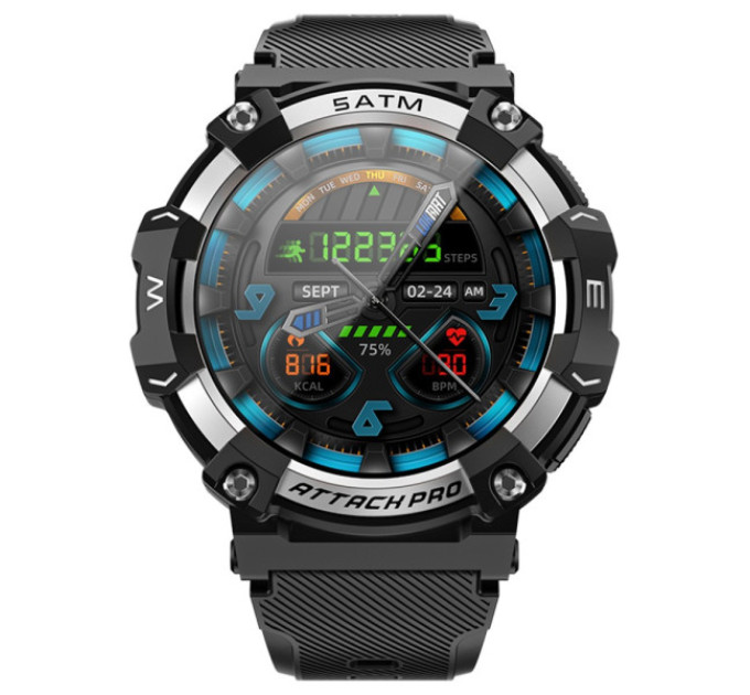 Смарт-годинник LOKMAT ATTACK 2 Pro чорний + сріблястий