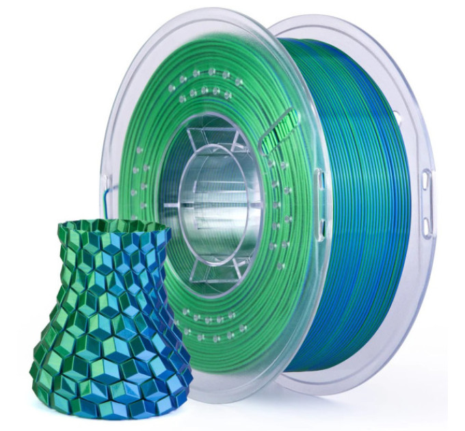 Філамент ELEGOO PLA Silk Blue Green 1.75mm, екологічна паперова котушка, 1kg (50.203.0467)