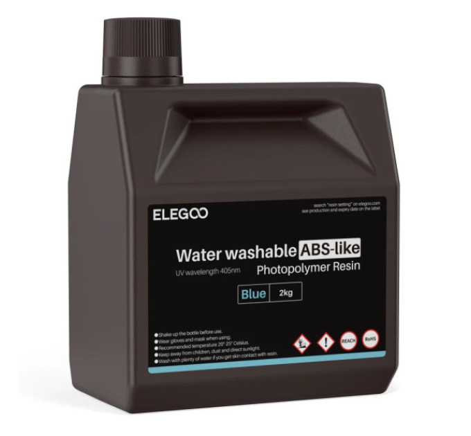 Фотополімерна смола для 3D принтера ELEGOO Water Washable ABS-Like Resin 2000G Blue