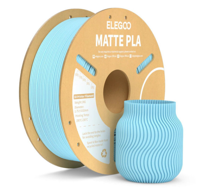 Філамент ELEGOO PLA Matte Ice Blue 1.75mm, 1kg (50.203.0259)