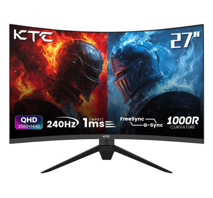 Ігровий монітор KTC H27S25E, 27-дюймів, 2560*1440 кривизна 1000R, частота оновлення 240 Гц, час відг